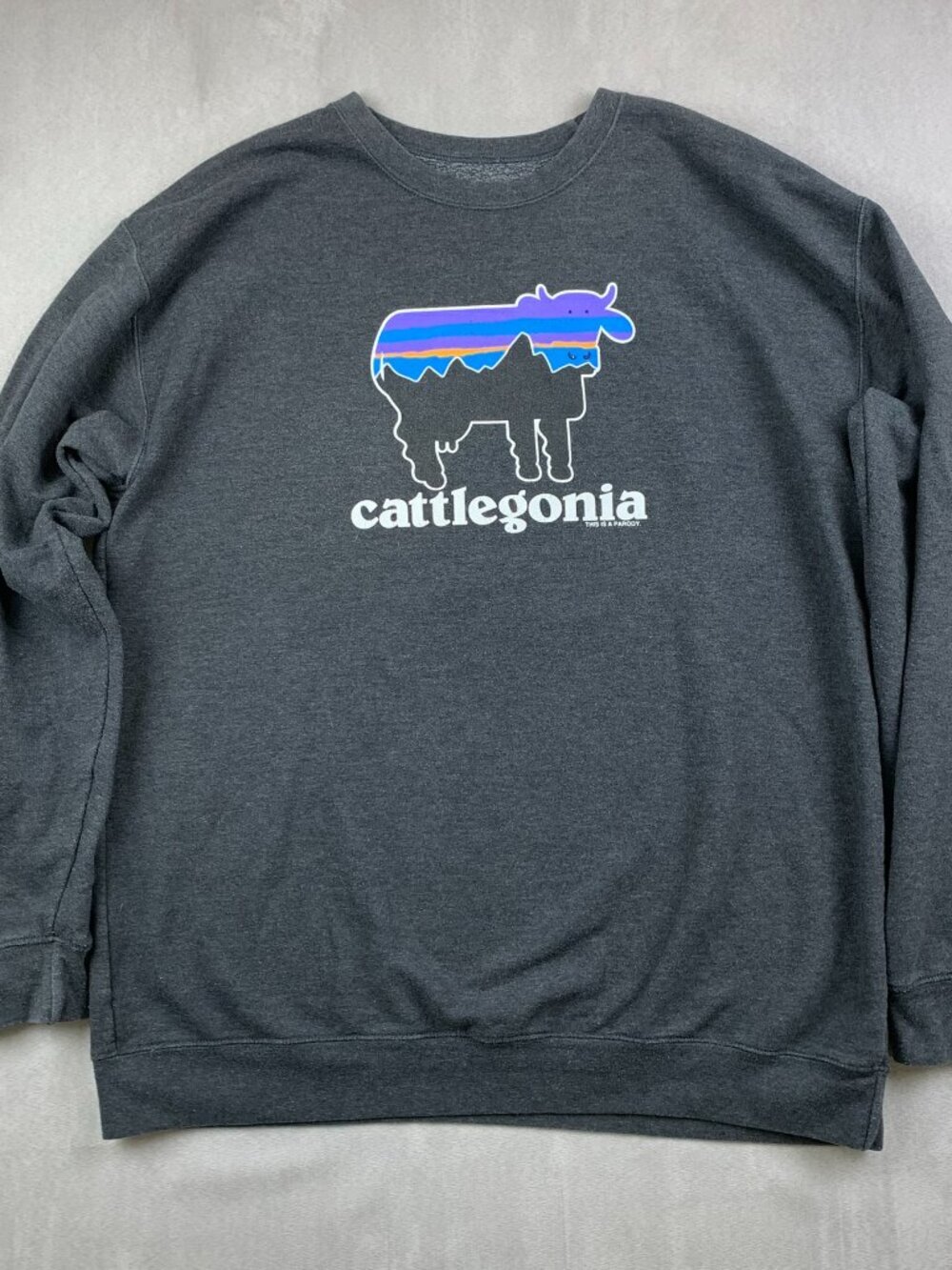 Cows Cattlegonia Mens Sweater Large Gray Pullover Long Sleeve Outdoor Gorpcore
